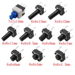 100/180/200Pcs 6*6 Tact Tactile Push Button Switch 4.3mm-13mm DIP 4Pin Micro Switch 6x6 Keys Tact ON/OFF 10 Models for Arduino