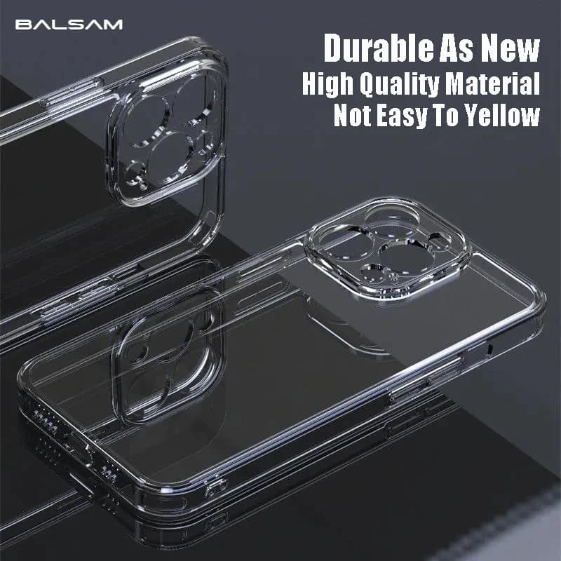 Transparent Tempered Glass Phone Case For iPhone 16 15 14 13 12Mini 11 Pro Max Plus XR XS 7 8 Shockproof Bumper Hard Clear Cover