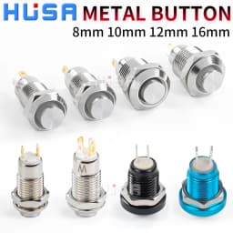 8 10 12 16 mm Waterproof Metal Push Button Switch LED Light Self-locking/Latching Self-reset 3 6 12 24 110 220V high head