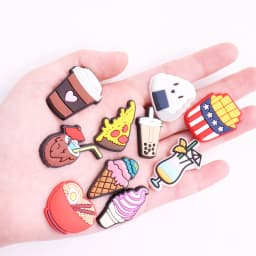 1PCS PVC Buckle Clog Chips Cocktails Bubble Tea Pizza Coffee Macarons Ice Cream Coconut Milk Noodles Shoe Charms Decorations