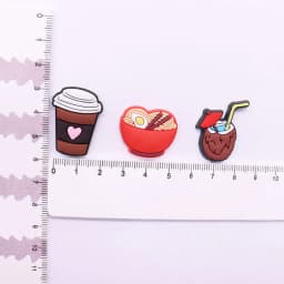 1PCS PVC Buckle Clog Chips Cocktails Bubble Tea Pizza Coffee Macarons Ice Cream Coconut Milk Noodles Shoe Charms Decorations