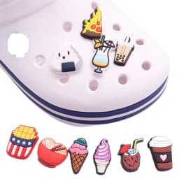 1PCS PVC Buckle Clog Chips Cocktails Bubble Tea Pizza Coffee Macarons Ice Cream Coconut Milk Noodles Shoe Charms Decorations