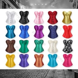 Sexy Corset Bustier Lace Up for Women Pink Victorian Corset Top Plus Size Vintage Satin Corset Overbust Black Blue Red Gold