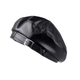 Fashion Girl Leather Beret Beanie Hat Cap Women Plain Beret Hats Solid Color Elegant Lady Artist Caps Belt Beanies
