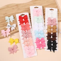 10Pcs/Set New Solid Ribbon Bowknot Hair Clips For Cute Baby Girls Handmade Bows Hairpin Barrettes Headwear Kids Hair Accessories