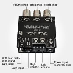 Mini Bluetooth 5.1 DC 9-24V Audio Digital Power Amplifier Board Module 2.1 Channel 2.0 Stereo Dual Channel 30W*2 15W*2+30W