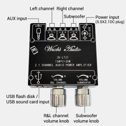 Mini Bluetooth 5.1 DC 9-24V Audio Digital Power Amplifier Board Module 2.1 Channel 2.0 Stereo Dual Channel 30W*2 15W*2+30W