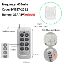 433Mhz Remote Control Learning Code 1527 RF Module Wireless 2/4/6/8 Button Antenna Reach 1000m Long Range Door Opener no clone