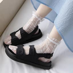 Japan Style Sexy Lace Ruffle Socks Ultra-thin Transparent Summer Hollow Mesh Crew Socks Women Fashion Harajuku Retro Long Socks