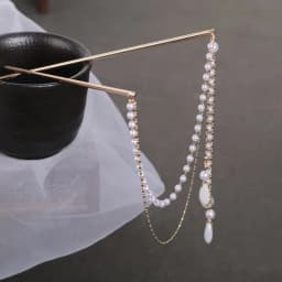 Double Chain Hair Fork Pearl Tassel Hair Stick Nunchaku Hairpin Chinese Style Retro Hair Accessories for Hanfu Tiaras Ornaments