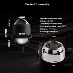 Sanvi S8 2.5 Inch 12V 40W 6000K Car Bi LED Len Projector Galss Headlight Angel Eyes Lens For H4 H7 9005 9006 Headlamp LHD RHD