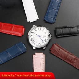 Deep blue Genuine Leather Watchband for Cartier Blue Balloon Convex mouth Belt Women's Strap 14 16 18 20mm Watch Accessories