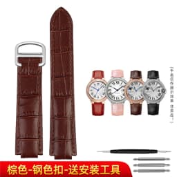 Deep blue Genuine Leather Watchband for Cartier Blue Balloon Convex mouth Belt Women's Strap 14 16 18 20mm Watch Accessories