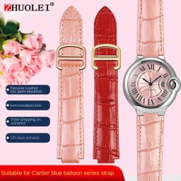 Deep blue Genuine Leather Watchband for Cartier Blue Balloon Convex mouth Belt Women's Strap 14 16 18 20mm Watch Accessories