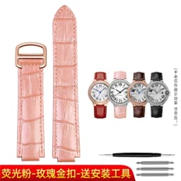 Deep blue Genuine Leather Watchband for Cartier Blue Balloon Convex mouth Belt Women's Strap 14 16 18 20mm Watch Accessories