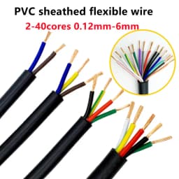 PVC cable 26 24 22 20AWG 2 3 4 5 6 10 8 12 14 16cores sheathed copper wire conductor electric RVV cable black soft sheathed wire