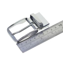 Super Fine Pattern Solid Metal Pin Lock Rotatable Prong Secure Mirror Silver Man Belt Buckle for 1.35 Inch Strap Replacement