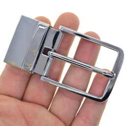 Super Fine Pattern Solid Metal Pin Lock Rotatable Prong Secure Mirror Silver Man Belt Buckle for 1.35 Inch Strap Replacement
