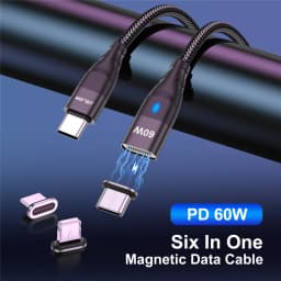 USLION Magnetic Cable USB C To USB Type C Cable 60W Quick Charge 3.0 PD Fast Charging For iphone Macbook iPad Data Charger Cable