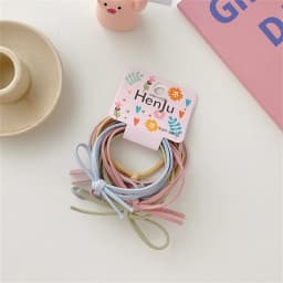 6-pieces/set Korean Version Of Simple Hair Tie Two-in-one Bow Set Ins Knotted Hair Rope High Elastic Basic Hair Rubber Band