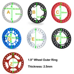 YEAHRUN 4PCS Aluminum Alloy 1.9" Wheel Outer Beadlock Ring for 1/10 RC Crawler Axial SCX10 90046 TRX4 1.9 Wheel Rims