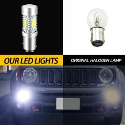 2Pcs Canbus For 2015-up Jeep Renegade LED Daytime Running Light DRL Bulbs 12v 1157 led P21/5W BAY15d 6000K Xenon White
