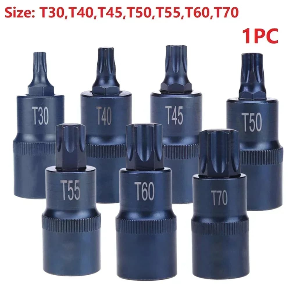 Torx Screwdriver Bit 1/2inch Socket Bits Adapter T30 T40 T45 T50 T55 T60 T70 Torx Socket Adapter Hand Tool For Ratchet Wrenches