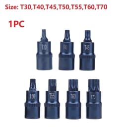 Torx Screwdriver Bit 1/2inch Socket Bits Adapter T30 T40 T45 T50 T55 T60 T70 Torx Socket Adapter Hand Tool For Ratchet Wrenches