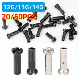 20/50PCS Brass Spoke Nipples 14G 13G MTB Road Bicycle E-bike Scooter Rim Caps CU Nuts Copper Parts Coated Silver or Black