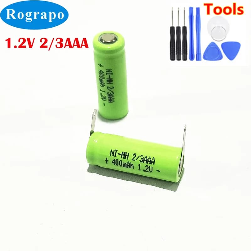 10pcs 400mah 1.2V 2/3AAA ni-mh rechargeable battery 2/3 AAA nimh cell with soldering tabs pins for DIY LED solar light 10*28mm