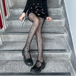 Gothic Lolita Girls Cross Print Club Tights Cosplay Mesh Summer Thin Nylon Long Sock Women Sexy Body Stockings Fishnet Pantyhose