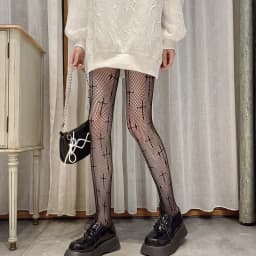 Gothic Lolita Girls Cross Print Club Tights Cosplay Mesh Summer Thin Nylon Long Sock Women Sexy Body Stockings Fishnet Pantyhose