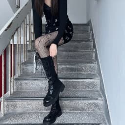 Gothic Lolita Girls Cross Print Club Tights Cosplay Mesh Summer Thin Nylon Long Sock Women Sexy Body Stockings Fishnet Pantyhose