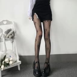 Gothic Lolita Girls Cross Print Club Tights Cosplay Mesh Summer Thin Nylon Long Sock Women Sexy Body Stockings Fishnet Pantyhose