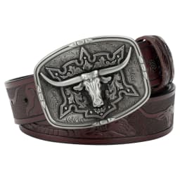 Fashion Men's Belt West Cowboy Genuine Leather Bull Head Buckle