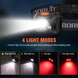 BORUiT H09 LED Mini Headlamp White Red ABS Headlight IPX4 Waterproof Head Torch Use AAA Battery Fshing Hunting Lantern