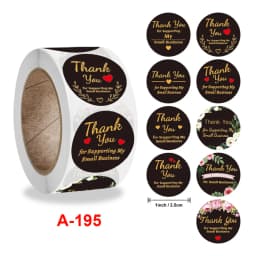100-500 Pcs Round Black Thank You Bond Party Adhesive Diy Seal Stickers Decorative Album Diary Cartoon Label Decor