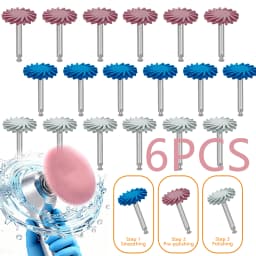 WellCK 6pcs/Set Dental Rubber Polisher Composite Resin Polishing Diamond System RA Disc Kit 14mm Wheel Spiral Flex Brush Burs