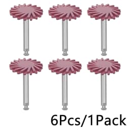 WellCK 6pcs/Set Dental Rubber Polisher Composite Resin Polishing Diamond System RA Disc Kit 14mm Wheel Spiral Flex Brush Burs