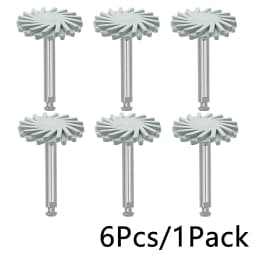 WellCK 6pcs/Set Dental Rubber Polisher Composite Resin Polishing Diamond System RA Disc Kit 14mm Wheel Spiral Flex Brush Burs