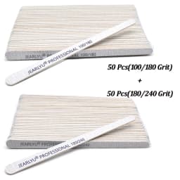 100 Pcs Double Sided Wooden Nail File 100 180 240 Grit Professional Material Thick Sanding Wood Files Pedicure Manicure Tools