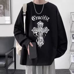 T-Shirt for Men Summer Cross of Thorns Suitcase Men's T-Shirts Long-Sleeved Dark Hip-Hop Men's Oversize T-Shirt Y2K T Shirt Tops