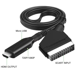 SCART to HDMI Converter with Cable, Scart in HDMI Out HD 720P/1080P Switch Video Audio Converter Adapter for HDTV DVD