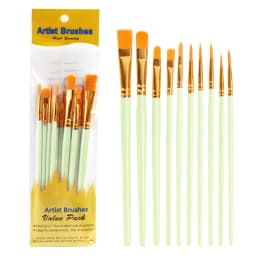 10 Pcs Set Plastic Short Rod Art Painting Watercolor Gouache Painting Brush Multi-color Multi-functional Nylon Hair Paint Brush