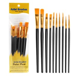 10 Pcs Set Plastic Short Rod Art Painting Watercolor Gouache Painting Brush Multi-color Multi-functional Nylon Hair Paint Brush