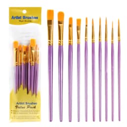 10 Pcs Set Plastic Short Rod Art Painting Watercolor Gouache Painting Brush Multi-color Multi-functional Nylon Hair Paint Brush