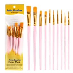 10 Pcs Set Plastic Short Rod Art Painting Watercolor Gouache Painting Brush Multi-color Multi-functional Nylon Hair Paint Brush