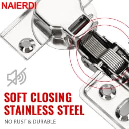 NAIERDI 8/10/12PCS Cabinet Hinges Stainless Steel Hydraulic Door Hinge Damper Buffer Soft Closing for Kitchen Cupboard Furniture