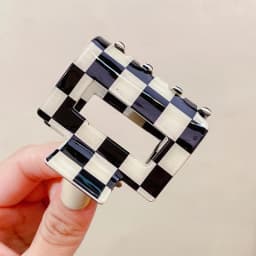 New Women Elegant Checkerboard Acrylic Hair Claw Temperament Geometric Headband Hair Clips Hairpins Fahion Hair Accessories Gift