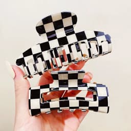 New Women Elegant Checkerboard Acrylic Hair Claw Temperament Geometric Headband Hair Clips Hairpins Fahion Hair Accessories Gift